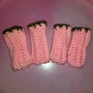 Dog Cat Legwarmers - for small size  - new handmade knitted crochet - pink brown